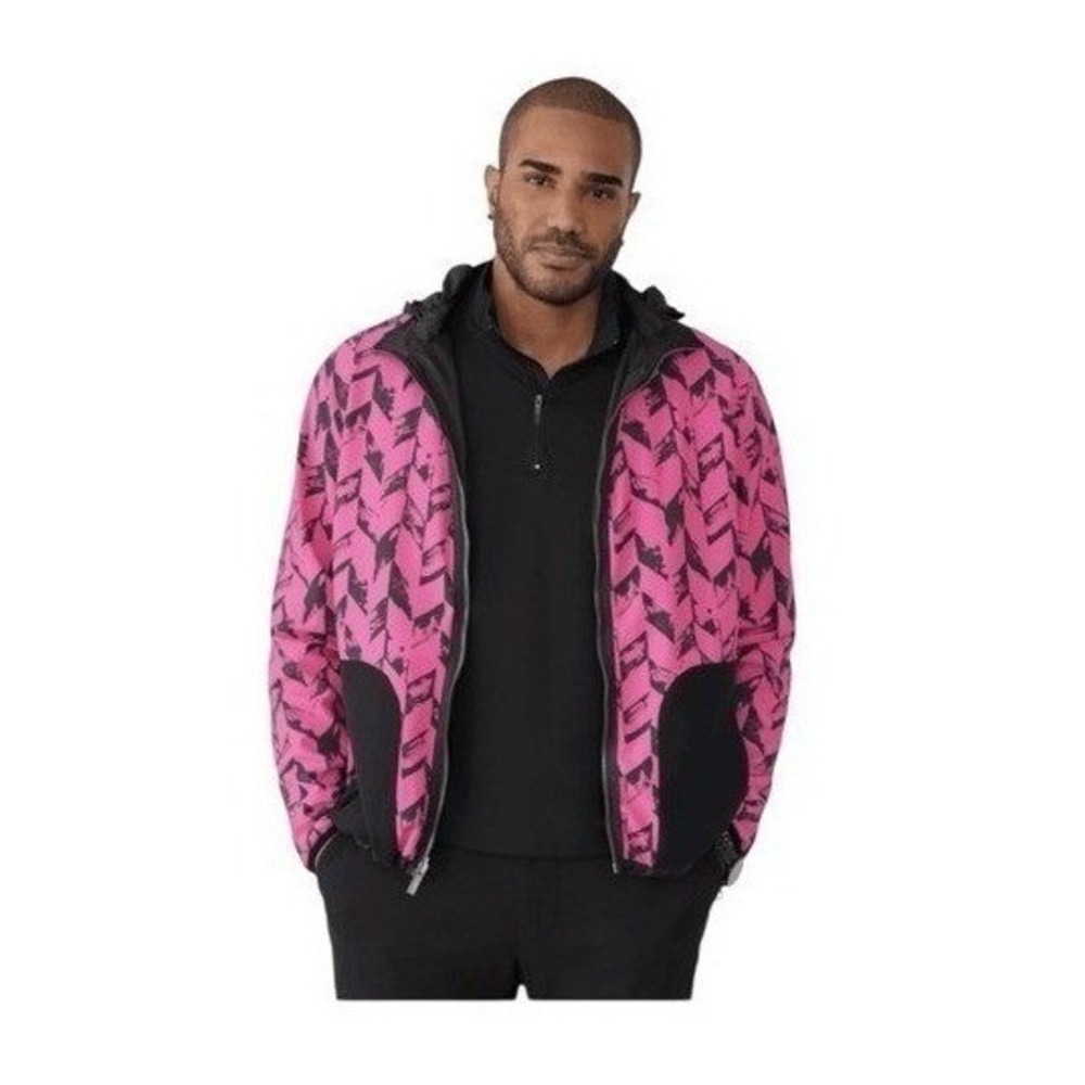 GSTQ Reversible Jacket Pink Black Herringbone Men's XS‎